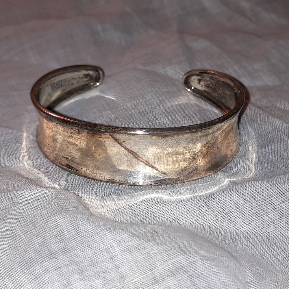 Vintage wide sterling silver cuff  Bracelet marked